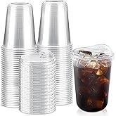 Qeirudu 16 Oz Round Bottom Clear Plastic Cups with Strawless Sip Lids, 50 Pack Disposable Iced Coffee Cups To Go Cups for Cold Drinks, Smoothie, Juice, Milkshake