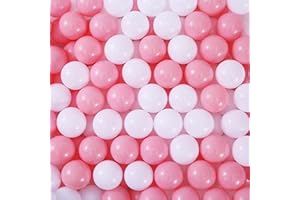 THENESE Thense Pit Balls Crush Proof Plastic Children's Toy Balls Macaron Ocean Balls Small Size 2.15 Inch Phthalate & BPA Free Pack of 100 White&Pink