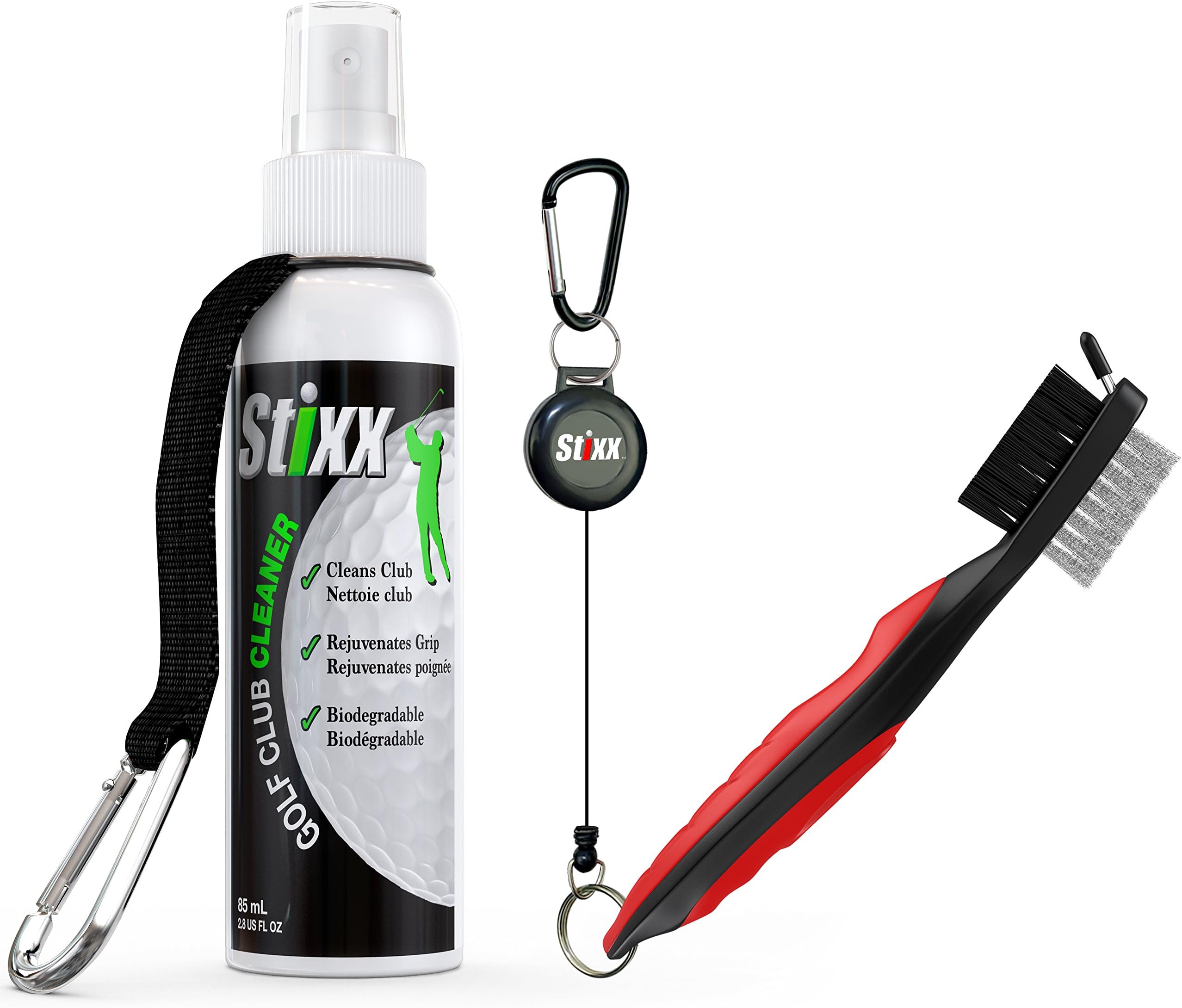 #1 Golf Club & Grip Cleaner and 3-in-1 Heavy Duty Golf Brush & Groove Cleaner Kit. 2 Great Products Easily Attach to Your Golf Bag. Great Gift for Golfers!