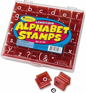 Lowercase Alphabet Stamp Set – Manuscript Letter Stamps For Kids, 34 Pieces With Punctuation & Storage Case