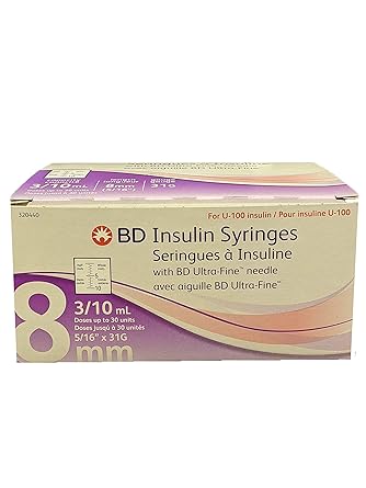 3440 31g X 5 16 3 10ml Insulin Syringe With Ultra Fine Ii Needle 100 Bx Amazon Ca Industrial Scientific