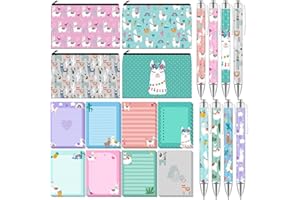 Eaasty 20 Pieces Llama Gift Set Sticky Notes with Llama Pens, Pencil Bags Makeup Bags, 3 x 4 Inches Cute Note Pads, Funny 1.0 mm Ballpoint Pens, Office Supplies for Women Small Gift