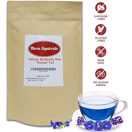 Three Squirrels 100 Natural Dried Pure Whole Butterfly Pea Flower Tea Perfect Blue Purple Coloring For Food And Beverage 2oz56g