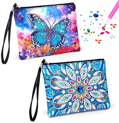 Flnlano Diamond Art Bag Craft Kit for Girls 6-12 Travel Storage Gift