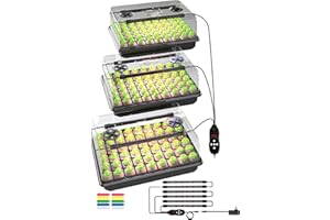 GLOWRIUM Seed Starter Tray with Full Spectrum Grow Light,54-Cell*3 Pack Seed Starter Kit with Humidity Dome,6-Setting Auto Timer,Adjustable Brightness for Indoor Plant (3-Pack)