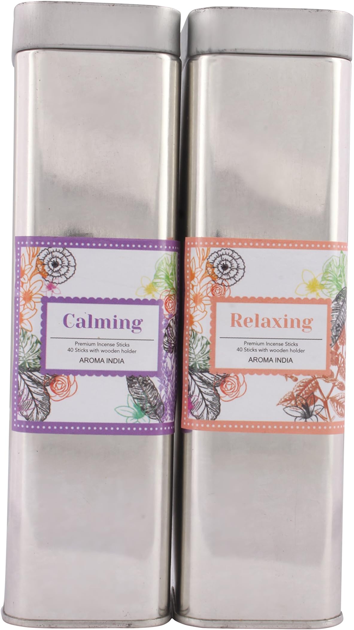 Aroma India Incense Sticks in Square Tin (9 cm x 4 cm x 16 cm, Natural, 1002RC)