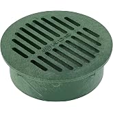 NDS 50, 6 In. Round Grate Drain Cover, Connects to Speed-D Catch Basin Drain,Drain Pipes &amp; Fittings, for Small Lawns, Landscaping, and Patios,Green