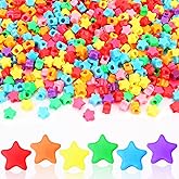 UPINS 1200 Pcs Star Pony Beads, Star Shape Spacer Beads Rainbow Beads Bulk Large Hole for Birthday 4th of July Pride Party Decorate Friendship Bracelets Hair Beads Crafts