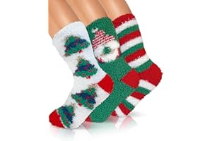 AIVEI 72-Needle Buttery Soft Thickened Christmas Fuzzy Socks for Women, Christmas Gifts Stocking Stuffers, Fluffy Cozy Warm Winter Cute Holiday Socks 3 Pairs