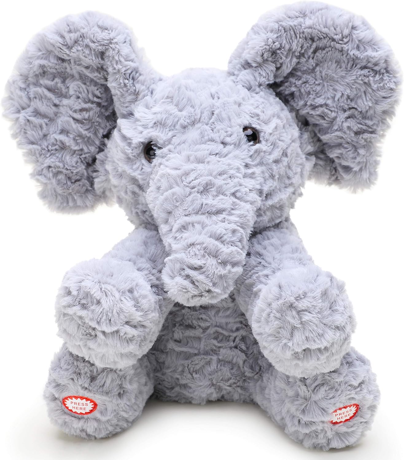 Toyland® 30cm (12") Interactive Peekaboo Elephant Plush Toy, Singing & Peek-a-Boo Animatronic Soft Toy for Toddlers & Babies