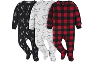 Gerber unisex-baby Fleece Footed Pajamas 3-pack