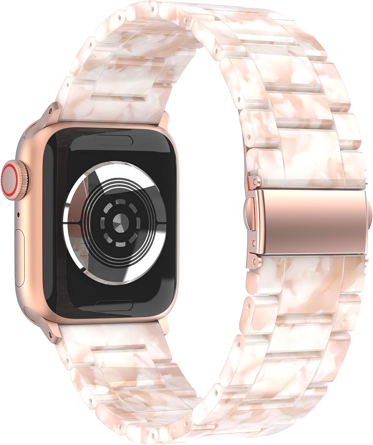 BaiHui Resin Bands Compatible with Apple Watch 44mm/42mm Series 6/SE/5/4/3/2,Resin Watch Bands Bracelet with Stainless Steel Buckle Replacement Weistbands for Women Men - White