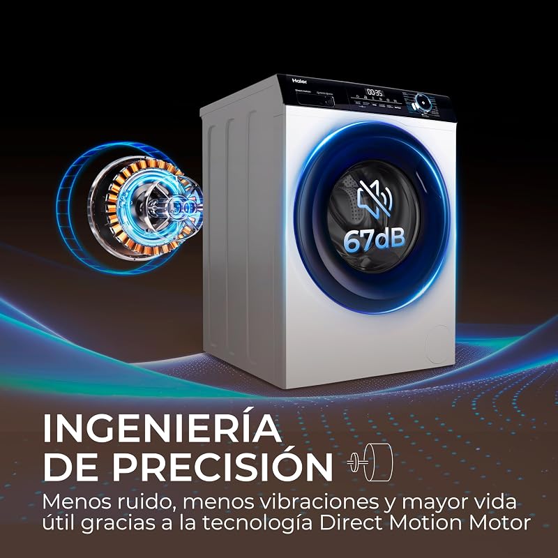 I-Pro Series 3 HW80-B14939-IB- Lavadora Carga Frontal 8KG, Función Vapor, Motor Direct Motion, Tratamiento Antibacterias, 1400 RPM, Fin Diferido, Detector automático de KG, 15 programas, Blanco