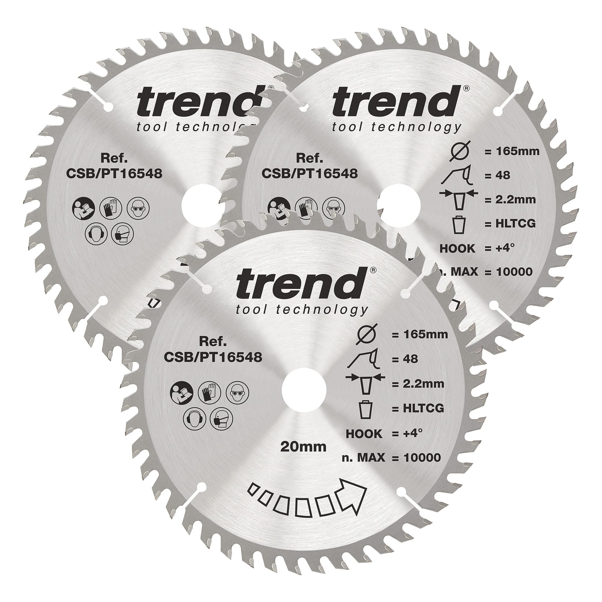 Trend Craft Pro; 165mm; Pluncge Circular Sawblade - CSB/PT165/3PK; Diameter 165; Bore 20mm; Teeth 48; Triple Pack