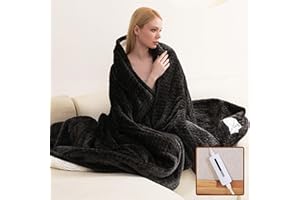 JTE Flannel Heated Blanket Throw, Luxury Fast Sherpa Electric Blanket, ETL Certification Heating Blanket with 5 Heating Levels & 3 Hours Auto Off Machine Washable
