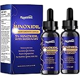 5% Minoxidil Hair Growth for Men and Women: 2-Pack Extra Strength Minoxidil Hair Loss Treatment Serum with Rosemary for Faster Stronger Thicker Hair Growth - 60ML Each