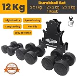 FK Sports Dumbbells Set with Stand Rack 12Kg 1/2/3 Kg Weights view 2