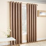 Enhanced Living Vogue Latte Natural 46x54 Eyelet Thermal Curtains view 1