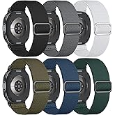 Easuny 6 Pack Stretchy Bands Compatible with Samsung Galaxy Watch 8 Band 40mm 44mm, Samsung Galaxy Watch 8 Classic 46mm Loop, Elastic Nylon Fabric No Gap Sport Strap Replacement for Women Men