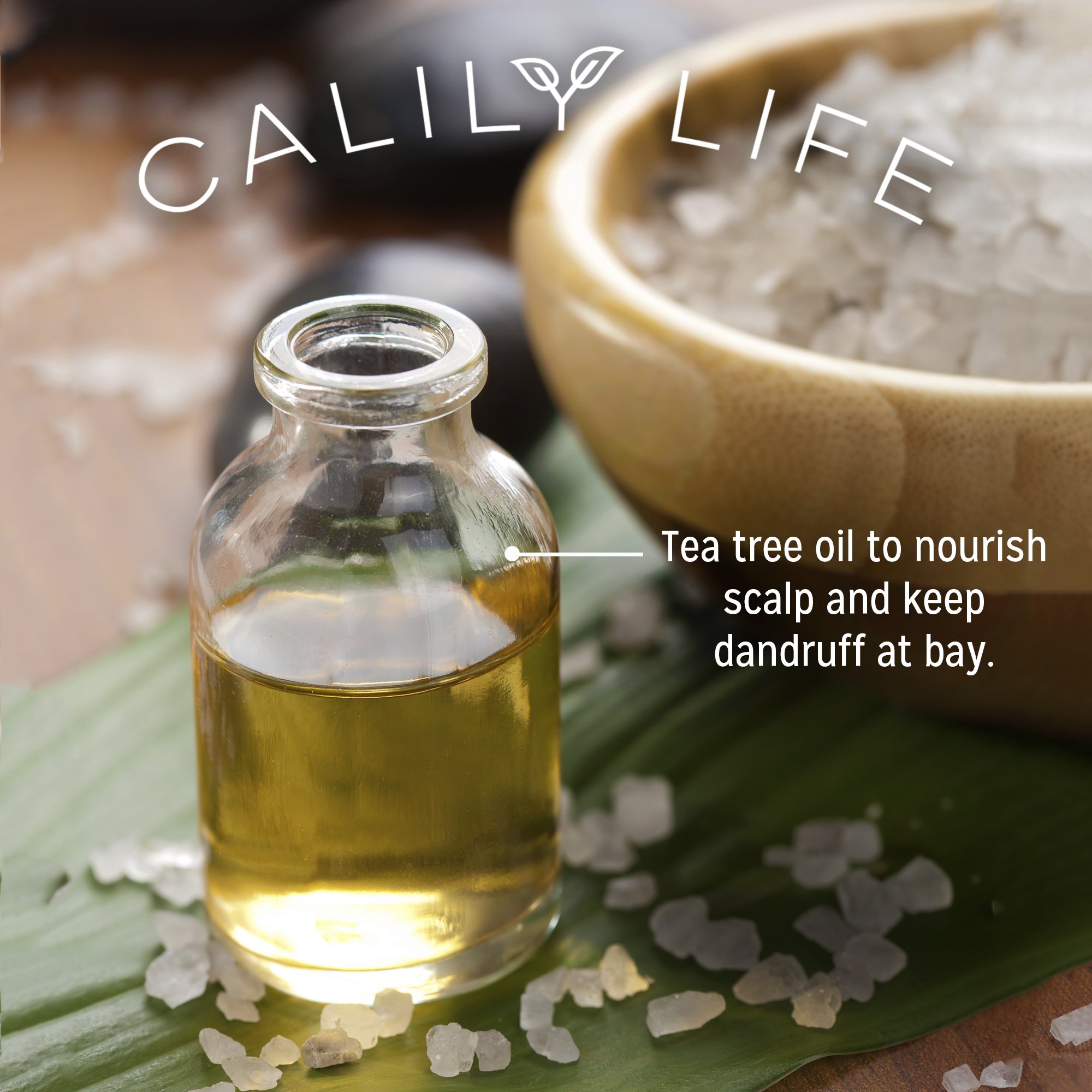 Calily Life Organic Tea Tree Shampoo + Conditioner with Dead Sea Minerals, Duo Set, 33. 8 Oz. Each – Refreshes, Removes Impurities, Softens & Invigorates - Promotes Hair Growth Naturally - [ENHANCED]