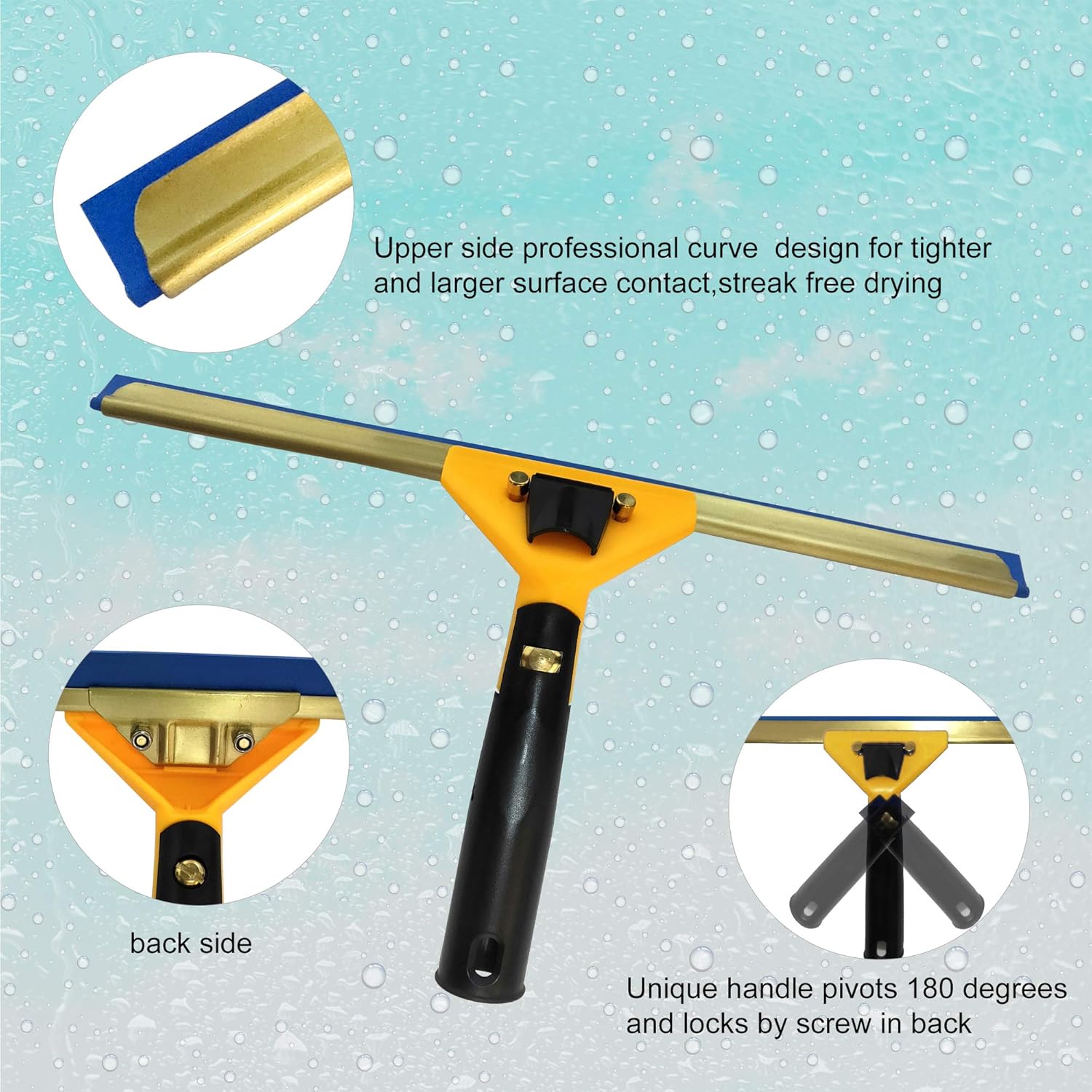 KLHBYF Shower Window Swivel Squeegee Professional Bathroom Cleaning