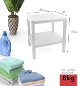 DIVCHI 2 Tier Side End Table White Storage Nightstand 2 Shelf Coffee Table view 5
