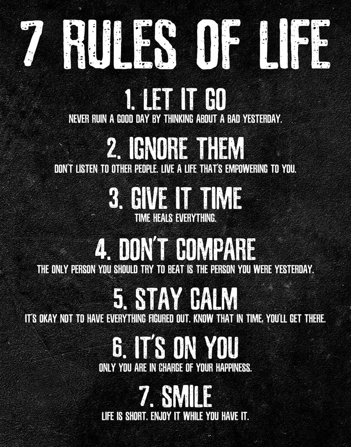 Wall Décor - HoneyKICK 7 Rules of Life Motivational Poster, 11 x 14 Inches Unframed, Printed on Premium Cardstock Paper