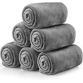 Tinideya 6 Pcs Flannel Fleece Throw Blanket Bulk 50 x 60 Inch Soft Fleece Blanket Warm Throw Blanket Coral Blankets for Couch Sofa Home Wedding Gifts Season (Light Gray)