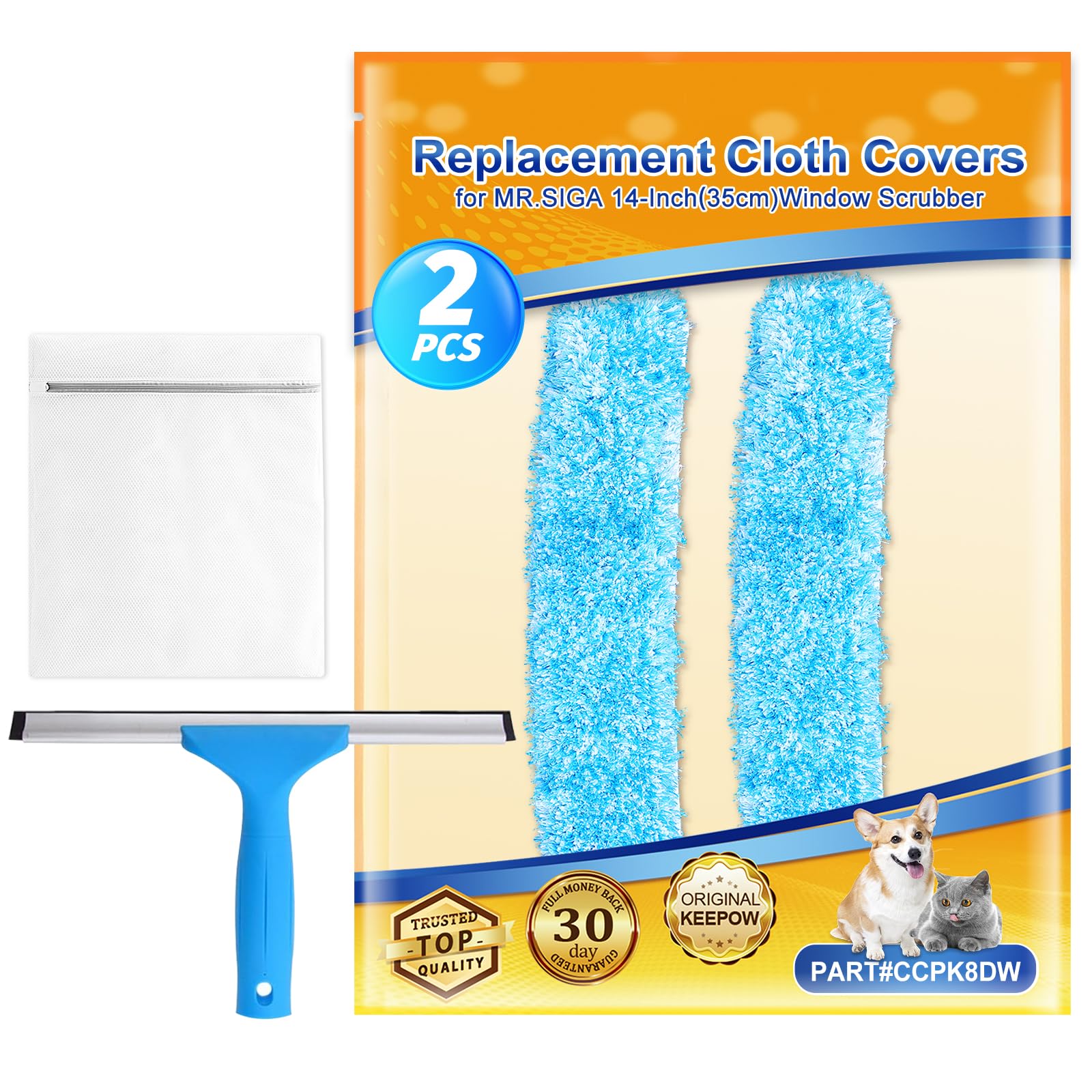 ZaKaBox Universal 35 cm Window Cleaning Equipment Microfiber Cloth, Reusable for MR.SIGA Window Squeegee, 14 inch for SWISSPACK Squeegee, 35 cm for Unger Window Cleaner, 14" Shower Squeegee Cloths