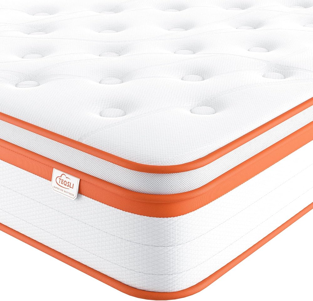 TeQsli Double Mattress 4ft6 135x190 25cm Gel Memory Foam 7-Zone Hybrid