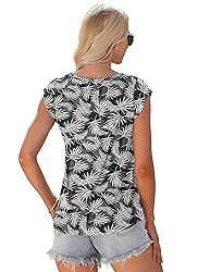 AUSELILY Womens Cap Sleeve T-Shirt Casual Loose Fit