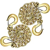 5/16" Trailer Safety Chains with Hooks G80 Trailer Chains with 4 X G70 Clevis Safety Hooks 36" 17000 lbs Break Strength 4900 lbs Safety Working Load Heavy Duty Tow Chains Binding Chains(2 Pack Yellow)