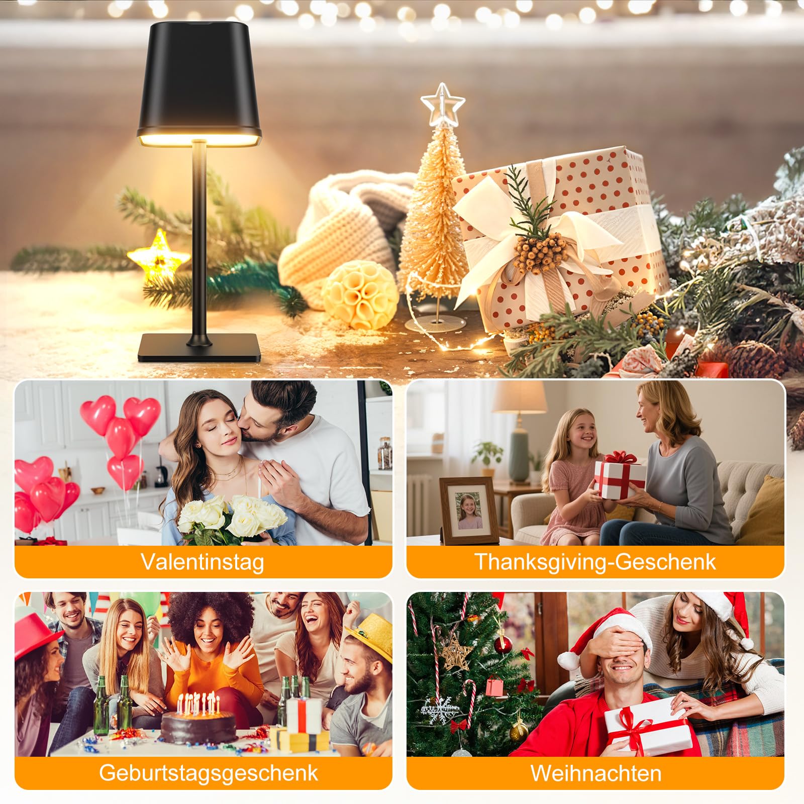 RECHOO LED Tischlampe Kabellos 2 Stück , Dimmbare Nachttischlampe Touch, Schreibtischlampe, Lese Lampe, Tischleuchte Outdoor und Indoor, USB-C, Camping Lampe, Warmweißes Licht 8