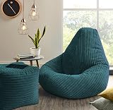 Beautiful Beanbags Jumbo Cord Beanbag Chair - Teal High Back Lounger view 4
