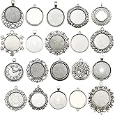 20pcs Mixed Fit 25mm Blank Bezel Pendant Trays Base Cabochon Settings Trays Pendant Blanks for Jewelry Making DIY Findings (M280)