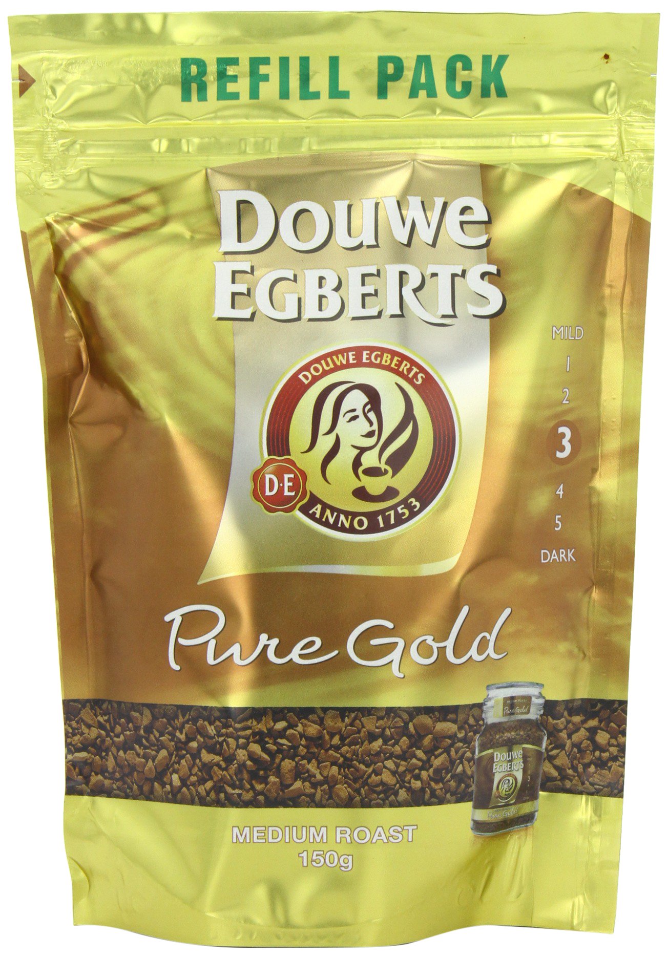 Douwe Egberts Pure Gold Instant Coffee Refill 150 g (Pack of 3) Buy