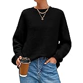 MASCOMODA Long Sleeve Crewneck Pullover Oversized Sweaters for Women Fall 2026 Casual Loose Fuzzy Chunky Knitted Jumper Tops