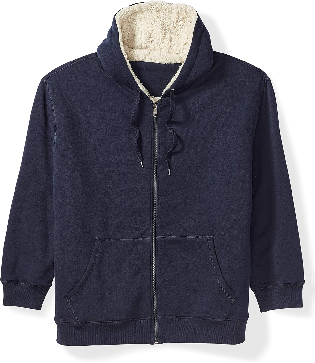  Essentials Men's Big & Tall Sherpa Lined Full-Zip Hooded Fleece Sweatshirt fit by DXL: Clothing