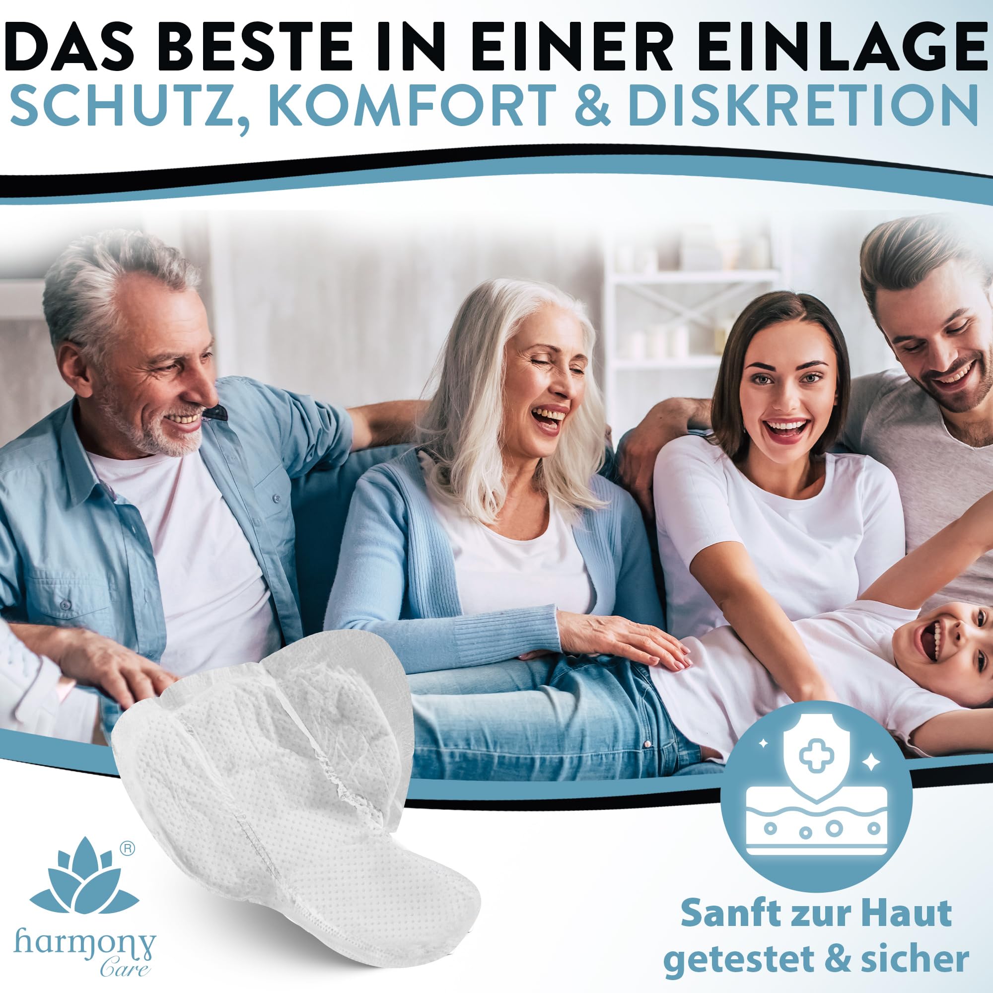Harmony Care® Men SUPER saugstarke Inkontinenzeinlagen für Männer bei leichter bis mittlerer Blasenschwäche - diskrete Einlagen für Männer bei Inkontinenz - 20 Stück 7