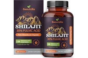 YZMOFFER Pure Himalayan Shilajit Supplement: Oganic Shilajit Capsules 120 Count 4 Months Supply - Enhanced Energy and Immune Support for Men and Women