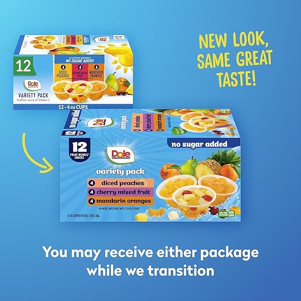 DOLE DICED PEACHES, MANDARIN ORANGES, AND CHERRY MIXED FRUIT WITH NO SUGAR ADDED VARIETY PACK – DOLE FRUIT BOWLS SNACKS – 4 OZ BOWLS – 12 PACK