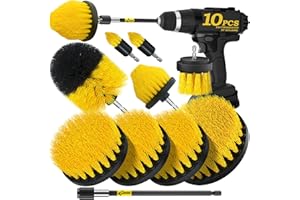 Holikme 10Pieces Drill Brush Attachments Set, Power Scrubber Brush with Extend Long Attachment，Scrub Brush，Shower Scrubber，Cl