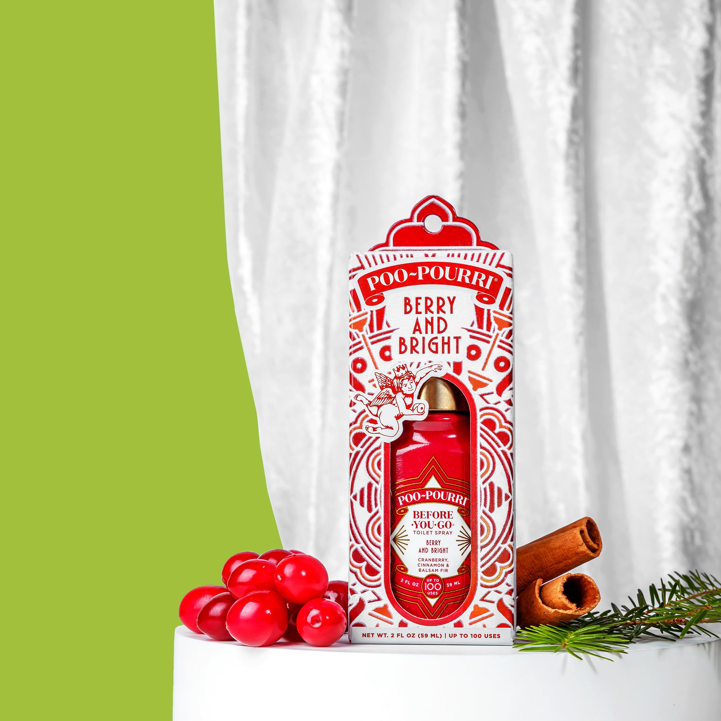 Poo-Pouri Before-You-Go Holiday Toilet Spray, Berry and Bright, 2 Fl Oz - Cranberry, Cinnamon and Balsam Fir