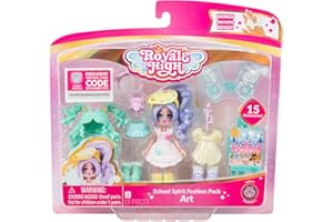 Royale High 3” School Spirit Fashion Pack: Art - Light Series 1-1 Figure with 15 Accessories - Wings Become Rings - Virtual Item Code Included - Ages 5+