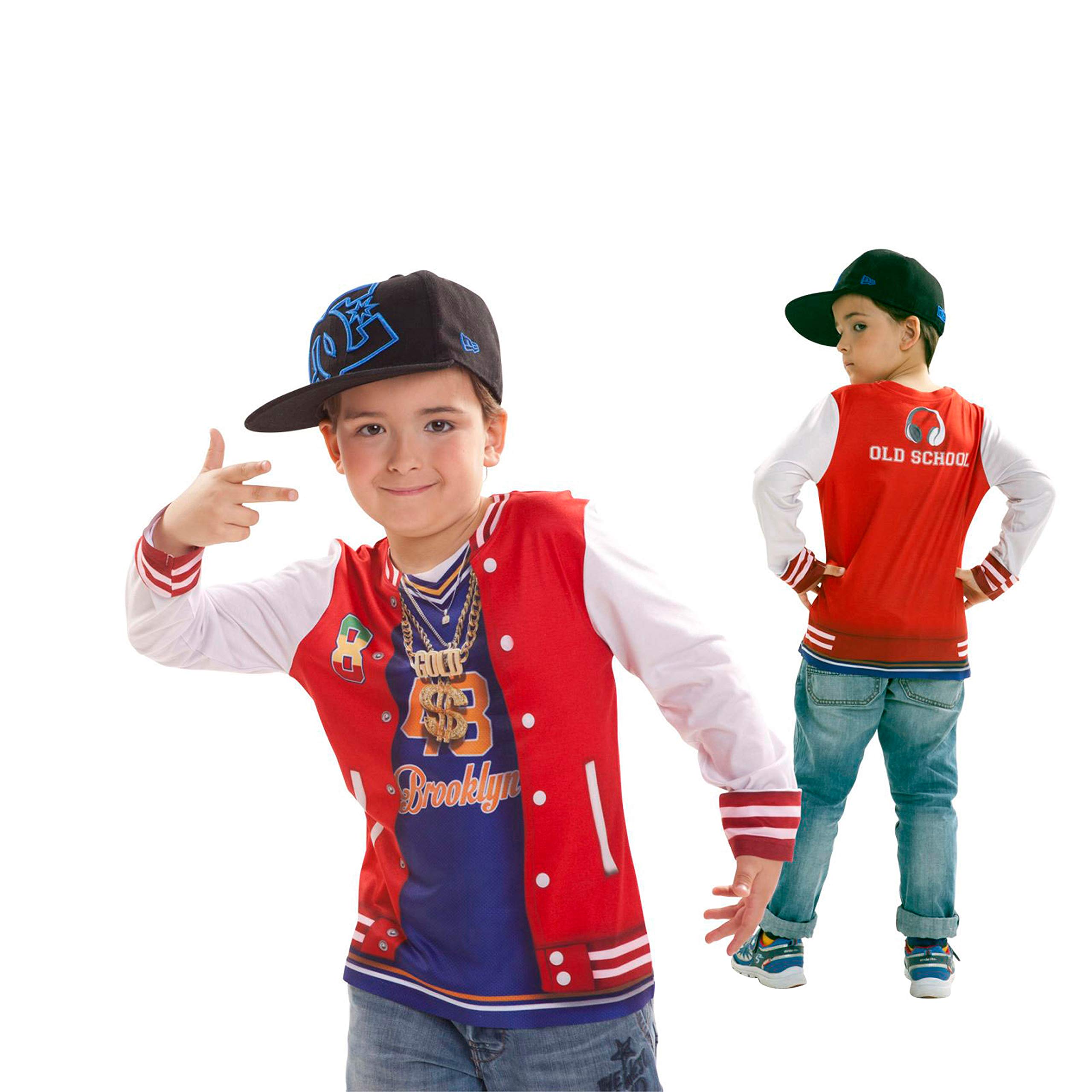 Viving Costumes Rapper Boy Long Sleeve T-Shirt, 8-10 Years
