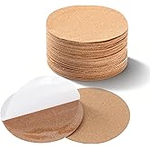 Trinkrittey 50 Pcs Self Adhesive Cork Sheets 4 Inch/10cm Round Cork Board Corks Tiles Round Corks Tiles Mat with Strong Adhesive-Backed for DIY Crafts (Brown)