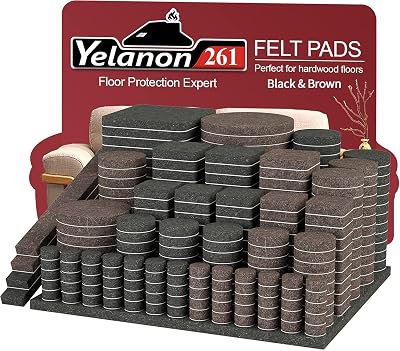 Yelanon Felt Furniture Pads 261 Pcs Self-Adhesive Anti-Scratch Floor Protectors