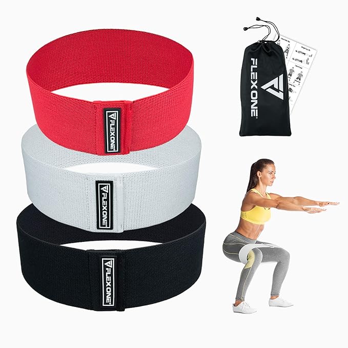 FlexOne Fitness Premium Hip Resistance Exercise Bands | Activate Legs, Butt, Thighs and Hips | 3 Wide, Thick, Circle Bands | Men and Women best resistance bands FlexOne Fitness Premium Hip Resistance Exercise Bands | Activate Legs, Butt, Thighs and Hips | 3 Wide, Thick, Circle Bands | Men and Women best resistance bands