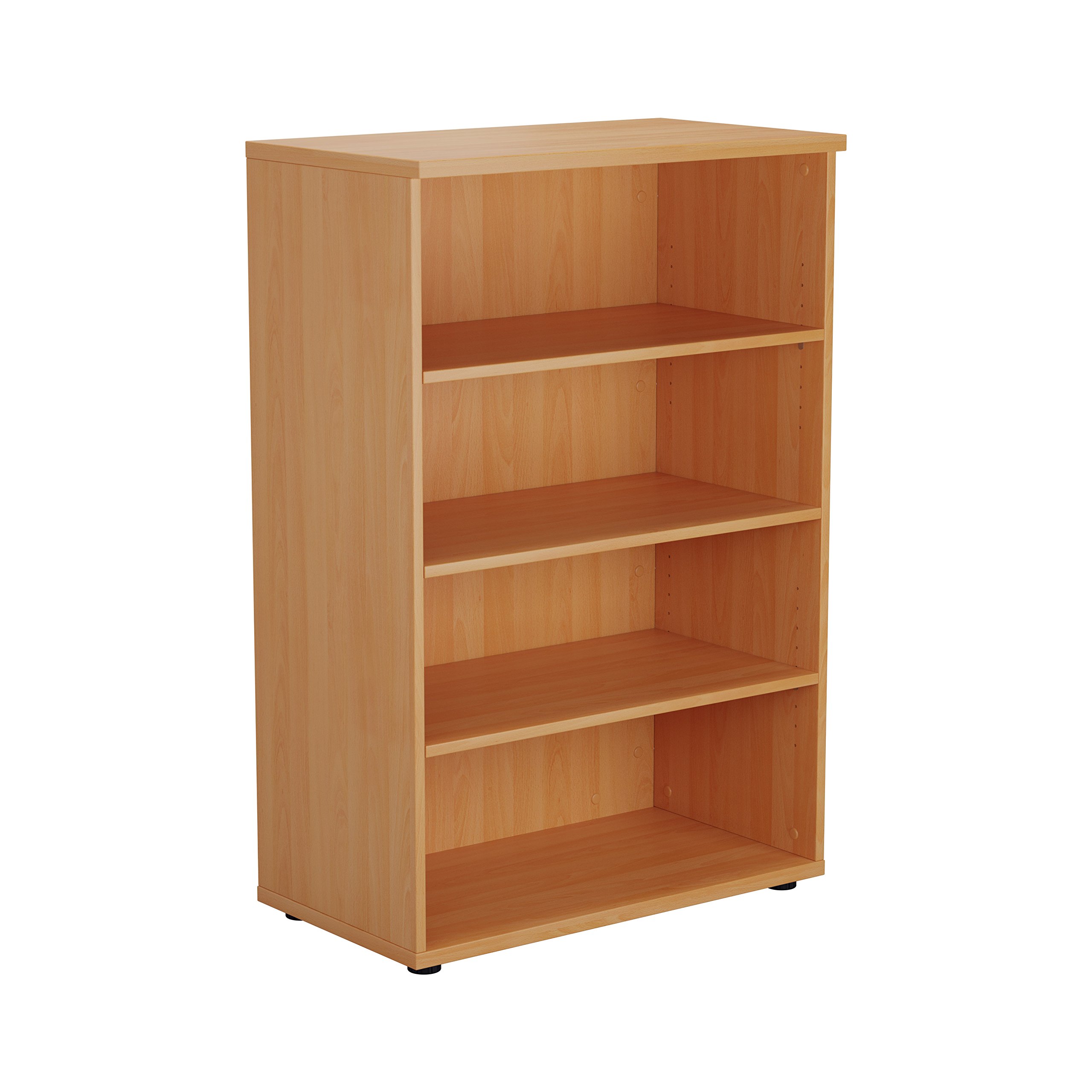 Office Hippo Heavy Duty Bookcase, Robust Book Case, Storage Unit with 3 Adjustable Shelves & Adjustable Feet, Stable Home Office Furniture, Simple To Assemble - Beech