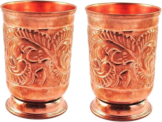 Amazon Com Handmade Pure Copper 2 Glass Cup For Drinking Water